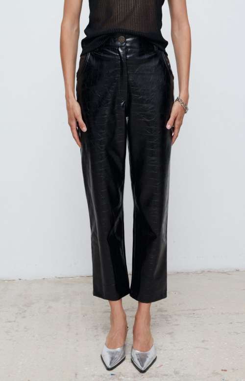 KENDRA CROCO PANTS | BLACK