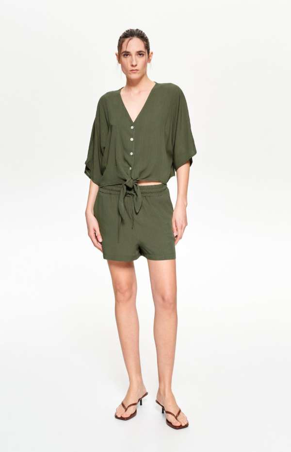 CO-ORD BLOUSE & SHORT | KHAKI