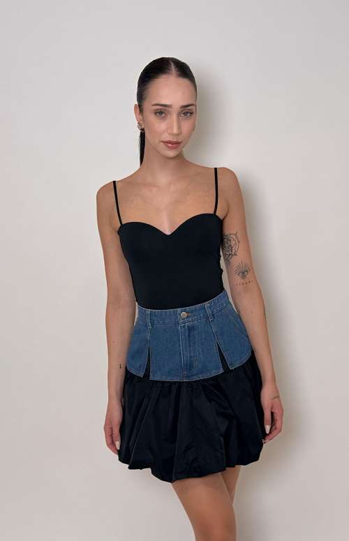 SPLIT DENIM TENNIS SKIRT