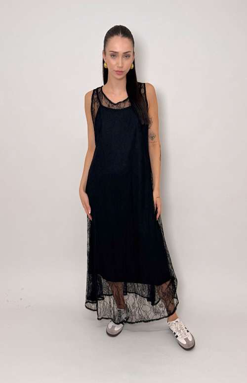 LACE DRESS WITH LINING | BLACK